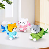 Crochet Kit for Beginners - 3 PCS Axolotl Cat Crochet Kits with Step-by-Step Video Tutorials, Beginner Crochet Kit for Adults, Crochet Cat Dressed as Axolotl Set (Blue & Green & Pink) Fortuning's JDS