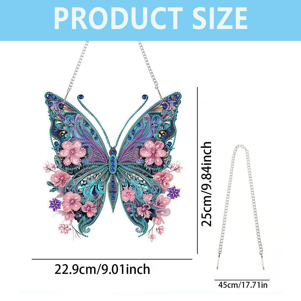Nivvey DIY Hanging Diamond Art Pendant Painting Kit Butterfly, Special Crystal Gem Craft Painting Kit Ornament, Box Package,9.0x9.8inch Nivvey