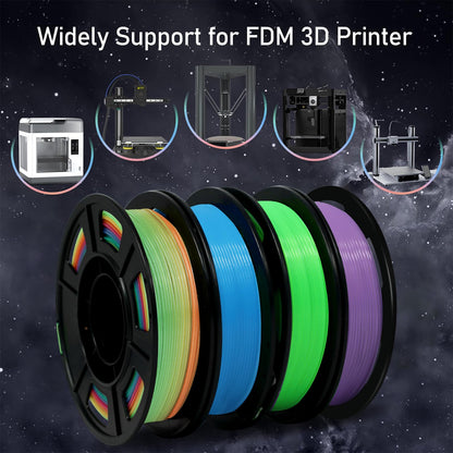 YOUSU 1.75mm 3D Printer Filament Bundle, Glow in The Dark Filament Multicolor, Green, Blue, Purple and Rainbow, PLA Filament 1.75 mm, Dimensional Accuracy +/- 0.03 mm, 250g X 4 Pack - WoodArtSupply