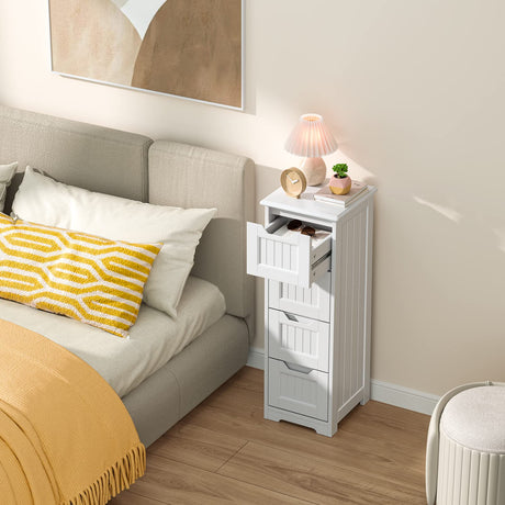 Gizoon 33" Freestanding Small Bathroom Storage Cabinet with 4 Drawers in White Gizoon