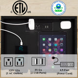 YAHARBO Black Nightstands Set of 2 with Charging Station and USB Ports, 3-Tier End Side Table with Storage Drawer and Shelf, Modern Bedside Night Stand for Bedroom YAHARBO