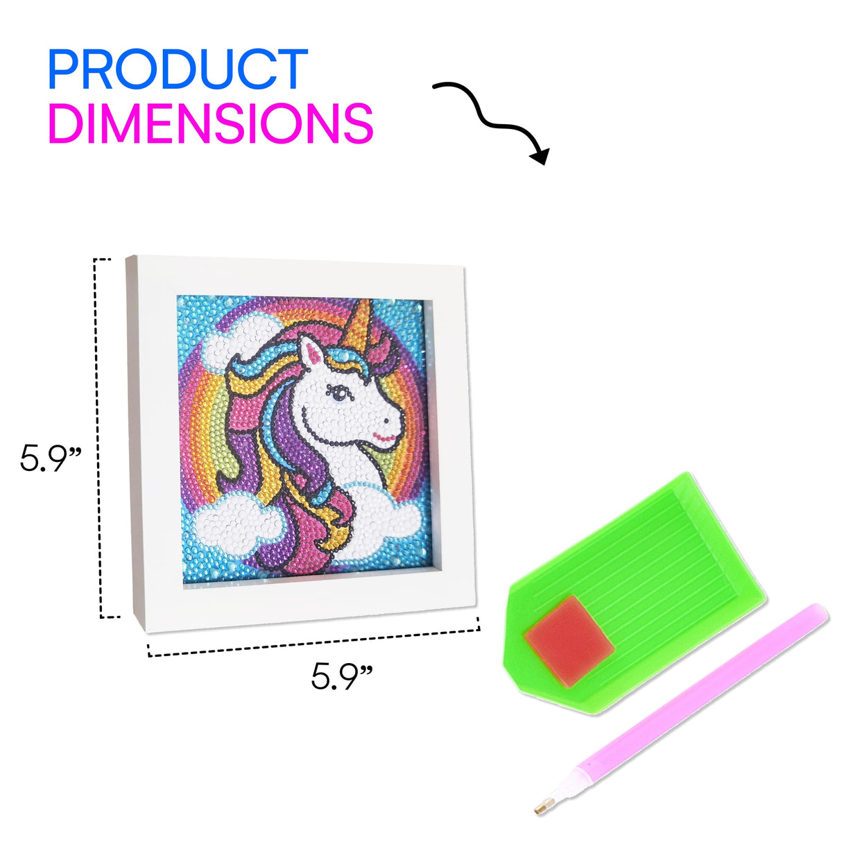 Neliblu Diamond Art for Kids - Enchanting Unicorn Theme - Includes Canvas, Frame, Diamonds, Glue, Tray, and Pen - DIY Arts and Craft Materials - Ideal Gift for Young Artists - 6"x6" Neliblu
