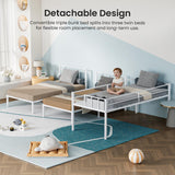 Mixcous Triple Bunk Bed Twin Over Twin Bunk Bed for 3, Guardrails and Ladder Metal Bunkbed, 3 Bed Teens and Adults, No Box Spring Needed, White Mixcous