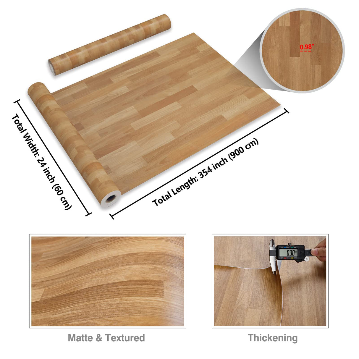CRE8TIVE Wide 24"x354" Brown Butcher Block Contact Paper for Countertops Waterproof Self Adhesive Wood Peel and Stick Wallpaper Shiplap Wood Panel Look Removable Wallpaper for Bedroom Bathroom Walls CRE8TIVE