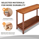 VINGLI 49in Solid Wood Outdoor Console Table, 2-Shelf Wooden Outdoor Accent Plant Table Multifunctional Buffet Bar Storage Organizer for Indoor Patio Porch and Entryway (Natural) VINGLI