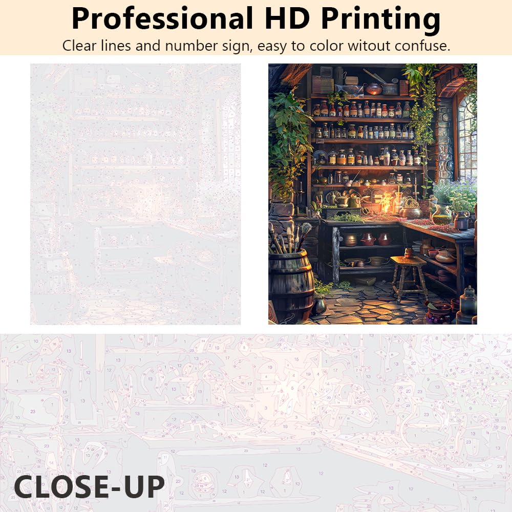 TUMOVO Abstract Paint by Numbers Kit for Adults, Fantasy Adult Paint by Number Kits on Canvas, Magic Lab DIY Acrylic Painting by Numbers for Gift Home Wall Decor 16"x20"(Frameless) TUMOVO