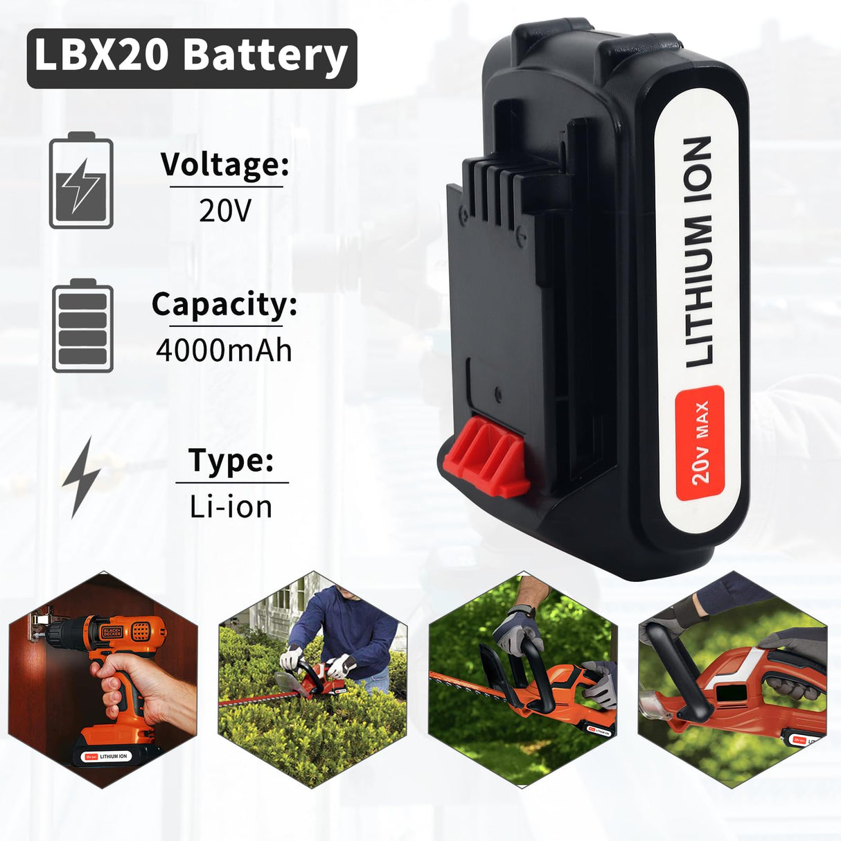 orstaimer LBXR20 2Packs 20V Lithium Ion Battery Replace Battery for Black and Decker 20 Volt Max Battery LB20 LBX20 LBX4020Cordless Power Tools (4.0Ah) orstaimer