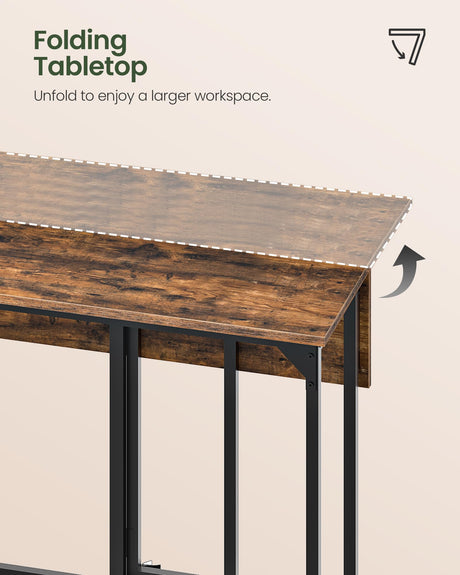 CHOEZON Bar Table and Stool Set, 39.4'' Folding Dining Table with 2 Stools, Industrial Style, for Restaurant, Living Room, Pub, Rustic Brown and Black TBT02BF CHOEZON