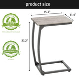LAKEMID C Shaped End Table Set of 2, Side Table for Couch, Small Sofa Table with Metal Frame, Couch Table for Small Spaces, TV Tray Table for Living Room Bedroom (Grey) LAKEMID