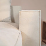 Acanva Luxury Modular Sectional Living Room Sofa Set, Modern Minimalist Style Couch with Ottoman and Chaise, L-Shape, Linen-Like Cream Acanva