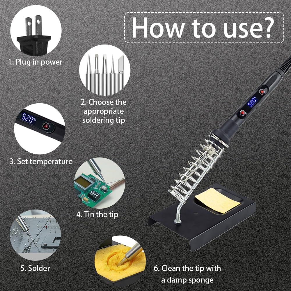 WellerMan Soldering Iron Kit 80W – LCD Digital Adjustable Temperature Soldering Tool Set with 5 Precision Tips, Desoldering Pump, Solder Wire, Stand for DIY, Electrical Repairs, and Metal Work WellerMan