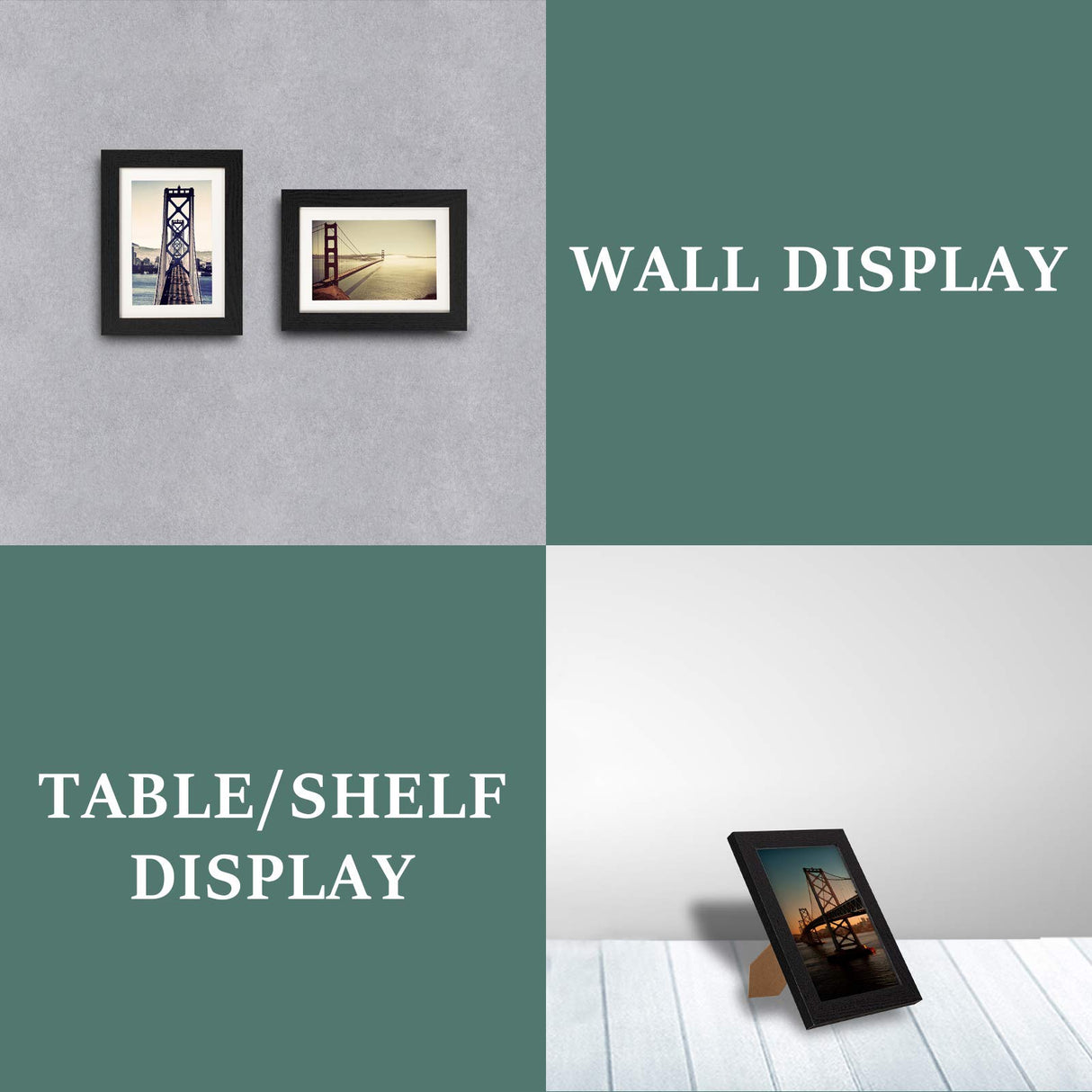 BAIJIALI 5x7 Picture Frame Distressed Farmhouse Wood Pattern Set of 4 with Tempered Glass,Display 4x6 with Mat or 5x7 Without Mat,Multicolour BAIJIALI