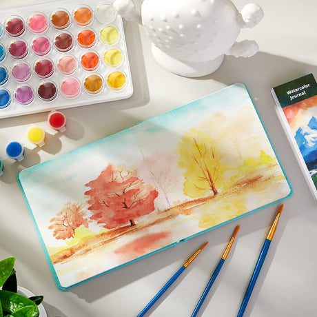 Dispowreath 5.5" x 5.5" Watercolor Sketchbook Journal Square Watercolor Notebook Cold Press 140lb 300gsm Cotton Paper 48 Pages Journals Notebook Paper Pads(Turquoise,5.5x5.5 in) Dispowreath
