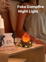 Gnurhok Fake Campfire Night Light, 3D LED Fake Fire Pit Firewood Lamp, Small Electric Faux Fireplace Logs Night Lights, Halloween Christmas Festival Party Decorations for Bar Home Garden Yard Gnurhok