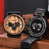 BOBO BIRD Wooden Mens Watches Wood & Stainless Steel Combined Chronograph Military Quartz Casual Wristwatches (Custom) BOBO BIRD