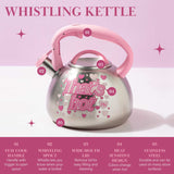 Paris Hilton Whistling Stovetop Tea Kettle, Stainless Steel with Color Changing "That's Hot" Heat Indicator Design, Soft Touch Handle, 2.5-Quart, Pink Paris Hilton