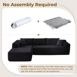 POUUIN 104" L-Shape Modular Sectional Sofa Couch - Comfy Upholstered Cloud Couch for Living Room - Modern Minimalist Couch,Deep Seat,No Assembly Required (Black,Plush Corduroy, Left Facing Chaise) POUUIN