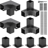 ZEKOO Pergola Brackets Kit 4x4 Gazebo Brackets Heavy Duty Black Powder-Coated 3-Way Right Angle Corner Brackets with Post Bases Pergola kit for Outdoor Pergola Gazebo Patio Garden ZEKOO