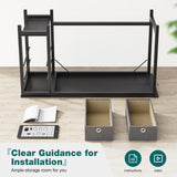 SMUG Computer Desk with Storage Drawers, Small Office Desk Modern Simple Study Writing Table for Home Bedroom, Spacious 40X24 Desktop with 2-Tier Drawer, Black SMUG