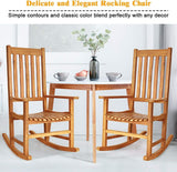 anwickjeff Outdoor Rocking Chair, High Back Slat Reclining, Wooden Rocker Chairs, Indoor Lounge Chair for Backyard/Lawn/Patio/Garden/Porch/Balcony (Brown) anwickjeff