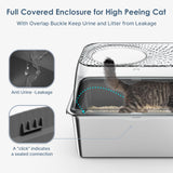 8" Deep Stainless Steel Litter Box with Lid, Top Entry Cat Litter Box for Dog-Proof, Enclosed Cat Litter Pan with Footboard, Odor Control, Anti-Leakage, Non-Sticky, Easy Cleaning (Charcoal Gray) suzzipaws