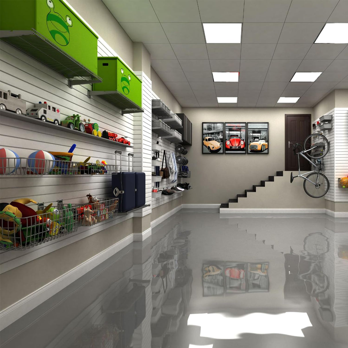 HUZJIEHUI 4'H x 4'W PVC Slatwall Panels Garage Wall Storage System, GraphiteSlat Wall Paneling Garage Organizers HUZJIEHUI