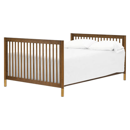 Babyletto Gelato 4-in-1 Convertible Crib with Toddler Bed Conversion in Natural Walnut and Brushed Gold Feet, Greenguard Gold Certified