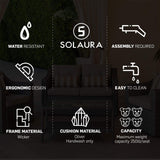 SOLAURA Outdoor Patio Furniture Set 7-Piece Brown Wicker Conversation Furniture Set Patio Lounge Chairs with Ottoman & Loveseat with Glass Coffee Table (Pillow Included) SOLAURA