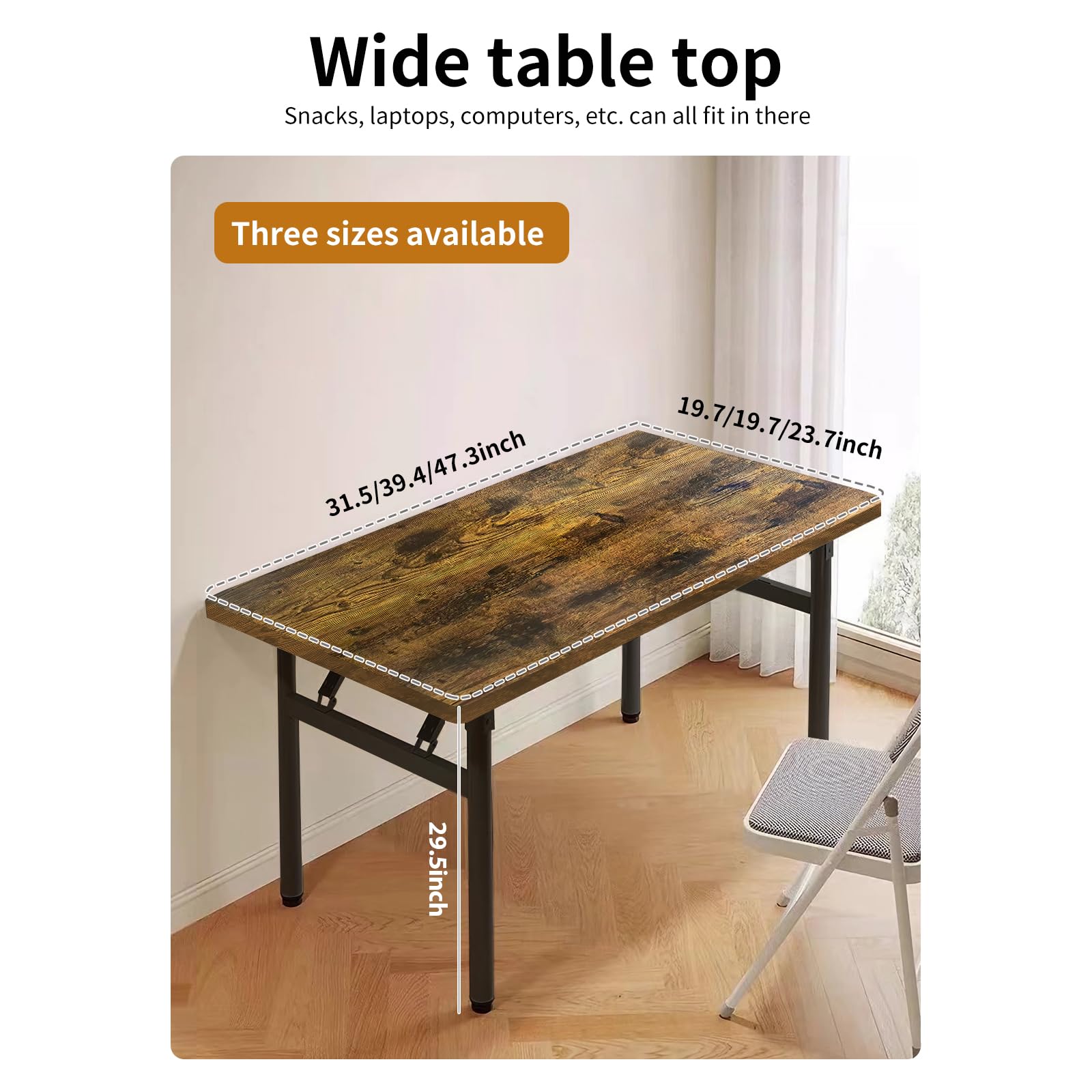 HDHNBA Modern Simple Style PC Table Folding Desk No Assembly Required, Writing Computer Desk - WoodArtSupply