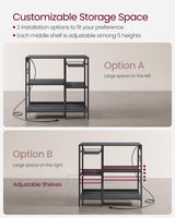 VASAGLE Baker's Rack, Coffee Bar Stand with Charging Station, Storage Shelves, Pull-Out Wire Basket, Table for Microwave, Kitchen, Charcoal Gray UKKS036B22, 15.7 x 35.4 x 35.6 Inches VASAGLE