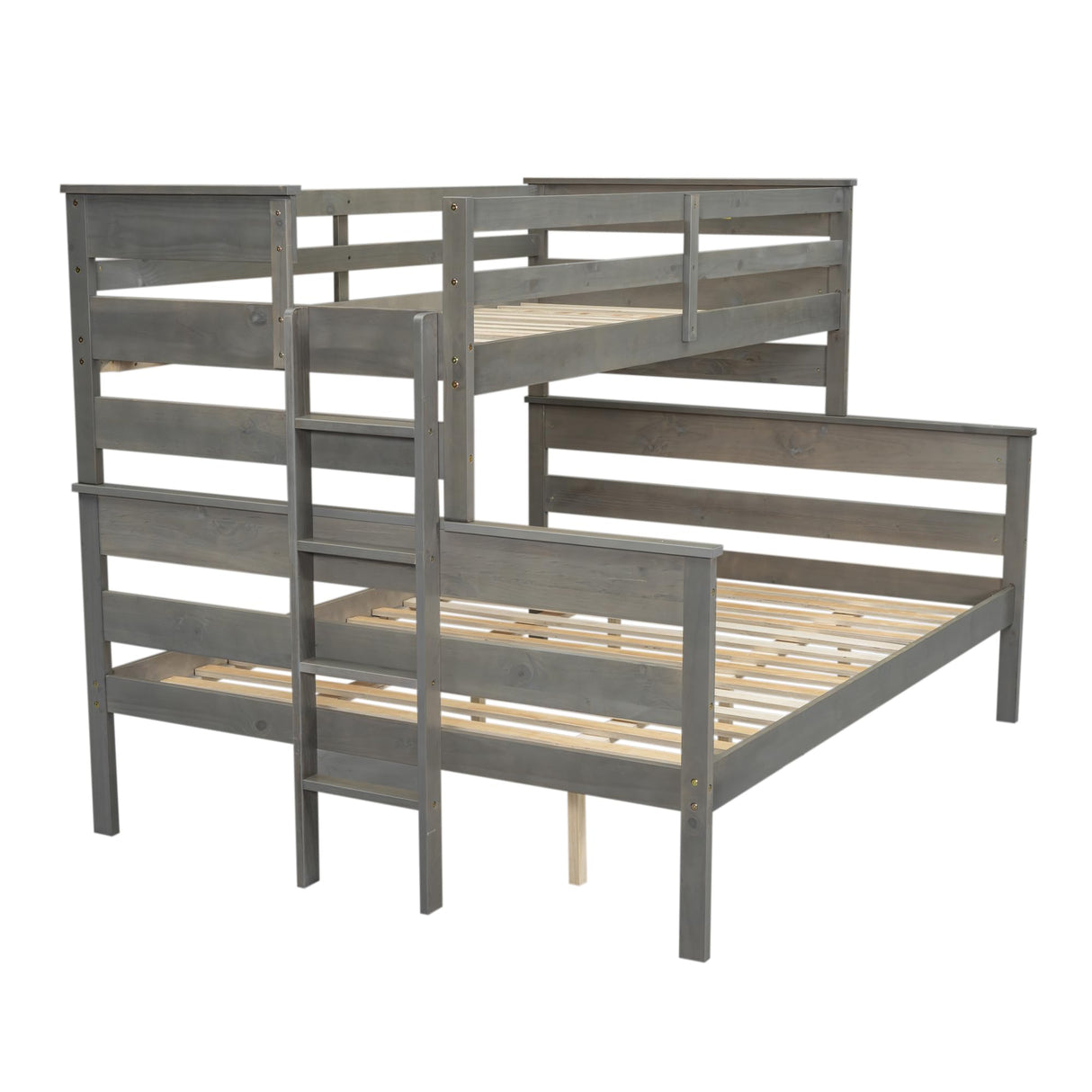 Harper & Bright Designs Twin XL Over Queen Detachable Bunk Bed with Ladder and Guardrails - Grey Wood Frame Harper & Bright Designs