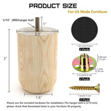 3 Inches Round Solid Wood Furniture Legs Set of 4 - Wooden Replacement Feet for Couch -Sofa Couch Chair Ottoman Bench Armchair Dresser Table Risers Parts Loveseat Coffee Table Cabinet WoodArtSupply