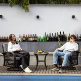 VONZOY 3 Pieces Patio Furniture Set, Outdoor Swivel Glider Rocker, Wicker Patio Bistro Set with Rocking Chair, Thickened Cushions and Table for Porch (Grey) VONZOY