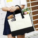 yeload 6 Pieces Canvas Tote Bags with Handles Shoulder Strap - Black and White Blank Sublimation Tote Bags for Women, Bridesmaids, and Daily Use - Bulk Zipper Tote Bags for DIY Crafts and Gifts yeload