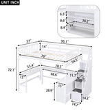 Harper & Bright Designs White Full Loft Bed with Stairs, Desk and Storage Shelves,Wooden Full Size Loft Bed Frame,High Loft Bed with Slat Support for Kids,Teens,Adults,No Box Spring Needed Harper & Bright Designs