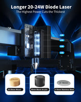 Diode Laser Engraver with Automatic Air Assist for Engraver on Glass Cup Rings, 24mw Laser Cutter for Cutting 25 mnBoards, Suitable for Wood and Metal, Paper, Acrylic, Glass, Leather ALLADINBOX