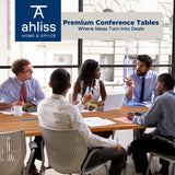 ahliss Sturdy Conference Table with Cable Management Grommets Modern Rectangle Office Meeting Table with Wood Tabletop and Metal Frame & Legs- Easy Assembly Boardroom Table (Natural, 10 Foot) ahliss