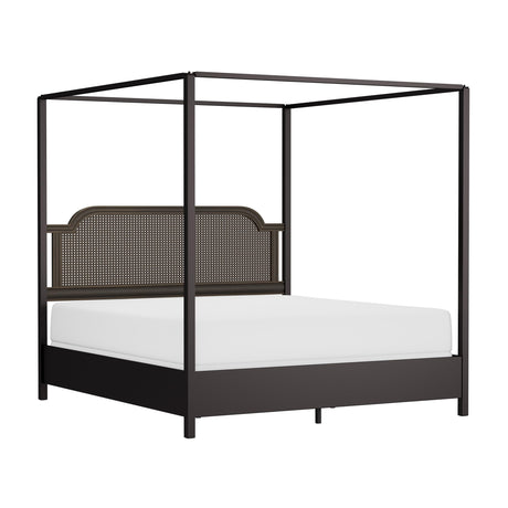 Hillsdale Melanie Wood and Metal King Canopy Bed with Low Footboard, Oiled Bronze Hillsdale
