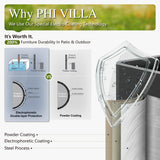 PHI VILLA 5-Piece Metal Patio Outdoor Table and Chairs Dining Set- 37" Square Bistro Table and 4 Backyard Garden Chairs, Table with 1.57" Umbrella Hole PHI VILLA