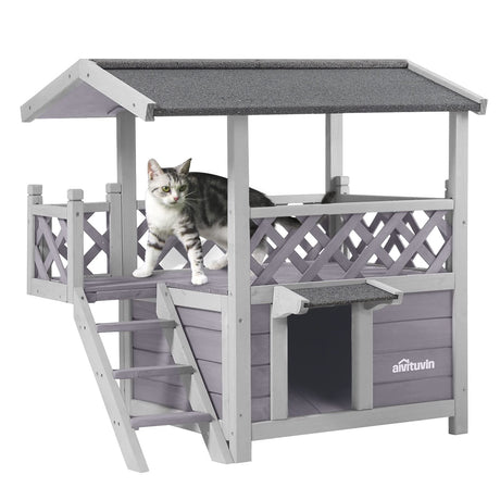 Aivituvin Feral Cat House Outdoor Indoor Kitty Houses with Escape Door for Cats Insulated, Weatherproof Roof Aivituvin