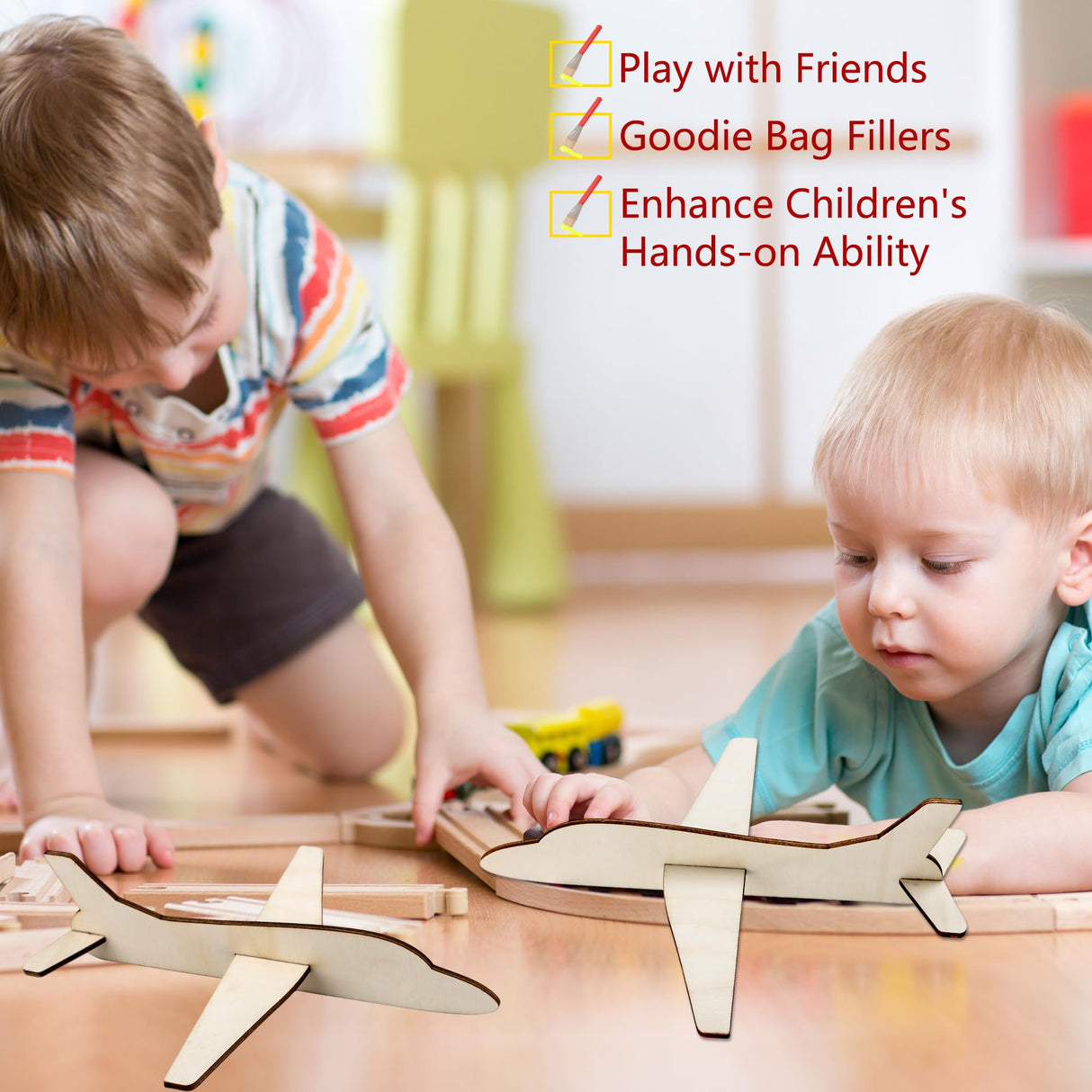 Feradny 24 Pack Wooden Airplane Toys DIY Paint Aircraft Wood Planes Handicraft Wood Airplane for Kids School Art Craft Projects Home Activity Birthday Gifts Feradny