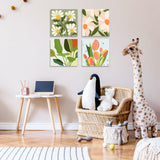 hkejoi 4 Pack Flowers Paint by Numbers Kit for Adults Framed - Small Easy Adult Paint by Numbers Kits, Acrylic Oil Painting Perfect for Home Wall Decor 8X8 Inch hkejoi