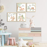 ArtbyHannah Framed Woodland Nursery Cute Wall Decor, 10x10 inch Safari Animals Prints Baby Wall Art with Wood Picture Frames for Kids Playroom Light-Wood Decoration(4 Pack, Fox, Owl, Squirrel, Bear) ArtbyHannah
