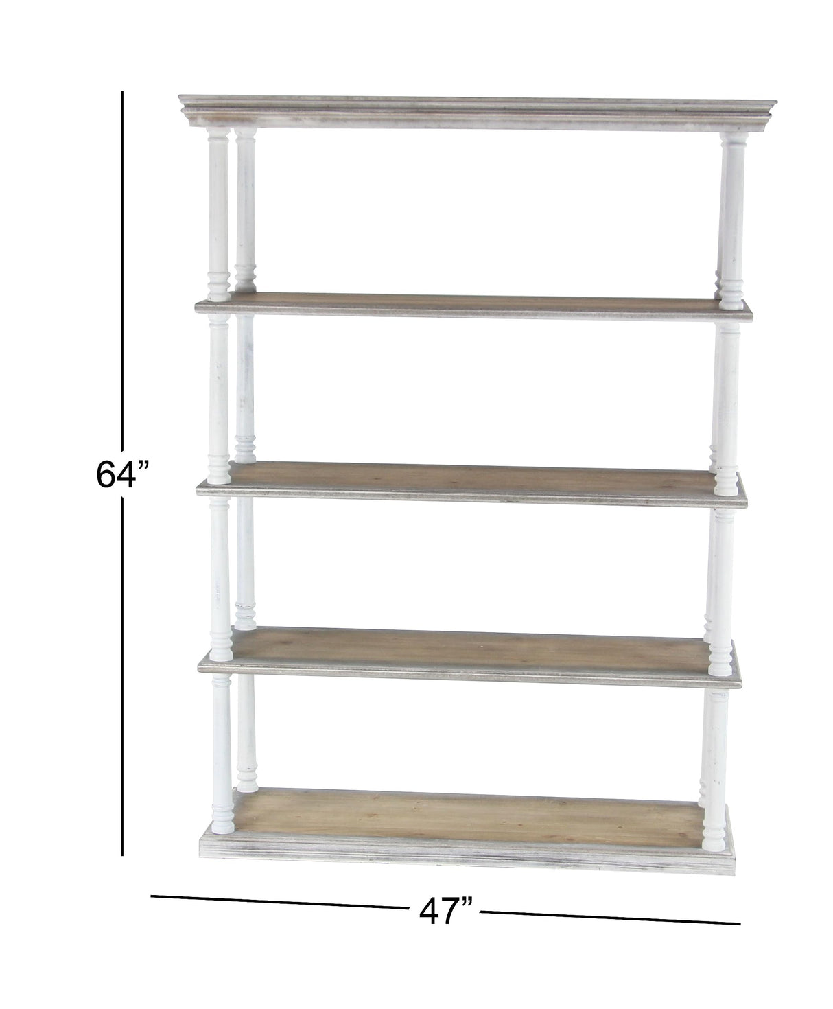 Deco 79 Farmhouse Wood Rectangle Shelving Unit, 47" x 15" x 64", Brown Deco 79
