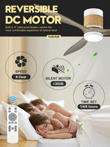 60in Boho White Ceiling Mount Fan Light Dimmable with Remote Control 3 Blade Hemp Rope Ceiling Fan with Light Coastal Weathered Wood Ceiling Fan Outdoor for Balcony Kitchen Bedroom, F22 FookChak