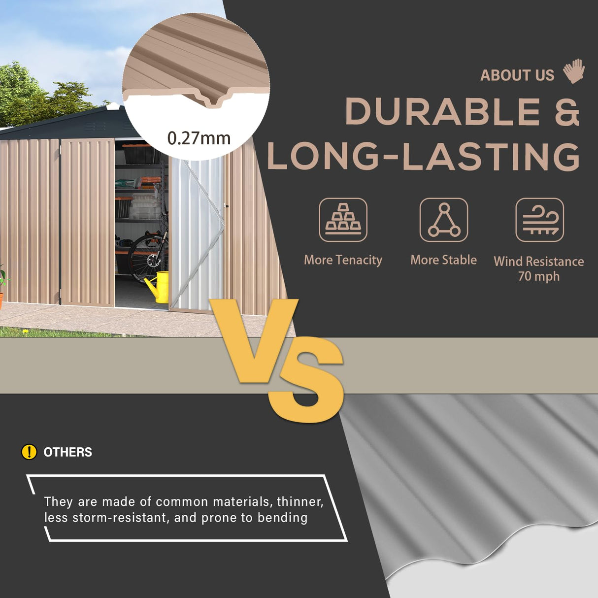 U-MAX 12' x 10' Metal Storage Shed for Ourdoor, Extra Large Yard Steel Shed (116 Sq.Ft Land) with Design of Lockable Doors, Tool and Utility Storage for Backyard, Garden, Patio, Outside use U-MAX