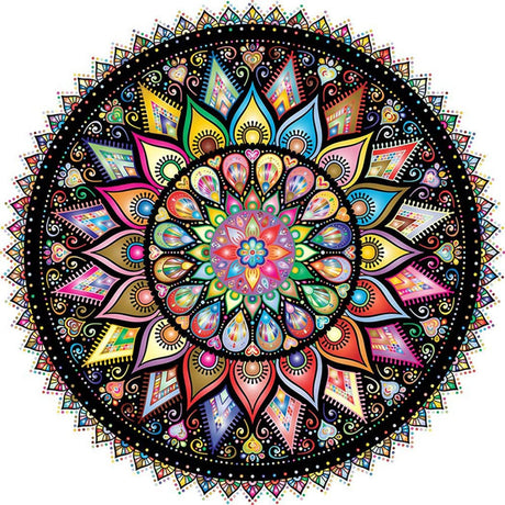 5D Mandala Diamond Painting Kits for Adults, DIY Diamond Art Full Drill Cross Stitch Embroidery Crafts, Mosaic Making, Home Decor (14 x 14 in) (C Black) Peeua