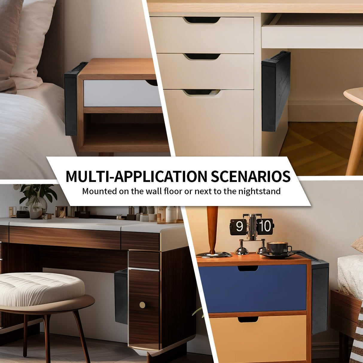 Biometric Gun Safe for Nightstand, Desk, Bedside Mounted, Auto Open Pistol Safe, Drawer Handgun Safe with Internal LED light, Silent mode, Quick Access Gun Lock Box with Fingerprint, PIN Code, Key XDeer