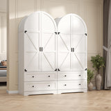 Gyfimoie 74.8" White Armoire Wardrobe Closet with 2 Drawers and 2 Doors, Tall Bedroom Freestanding Armoire Storage Cabinet with Shelves, Wood Large Wardrobe Combination for Hanging Clothes (White) Gyfimoie