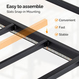 VINGLI Twin Metal Loft Bed Frame with L-Shaped Desk, Charging Station, LED Lights, Storage Shelve & Drawers, Safety Guardrail & Ladder, Bunk Bed for Kids, Teens & Adults, No Box Spring Needed, Black VINGLI